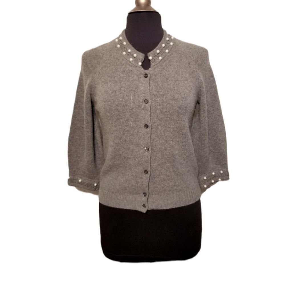 Love Moschino Sweater Cardigan Womens Size Small Gray Wool Cashmere Angora